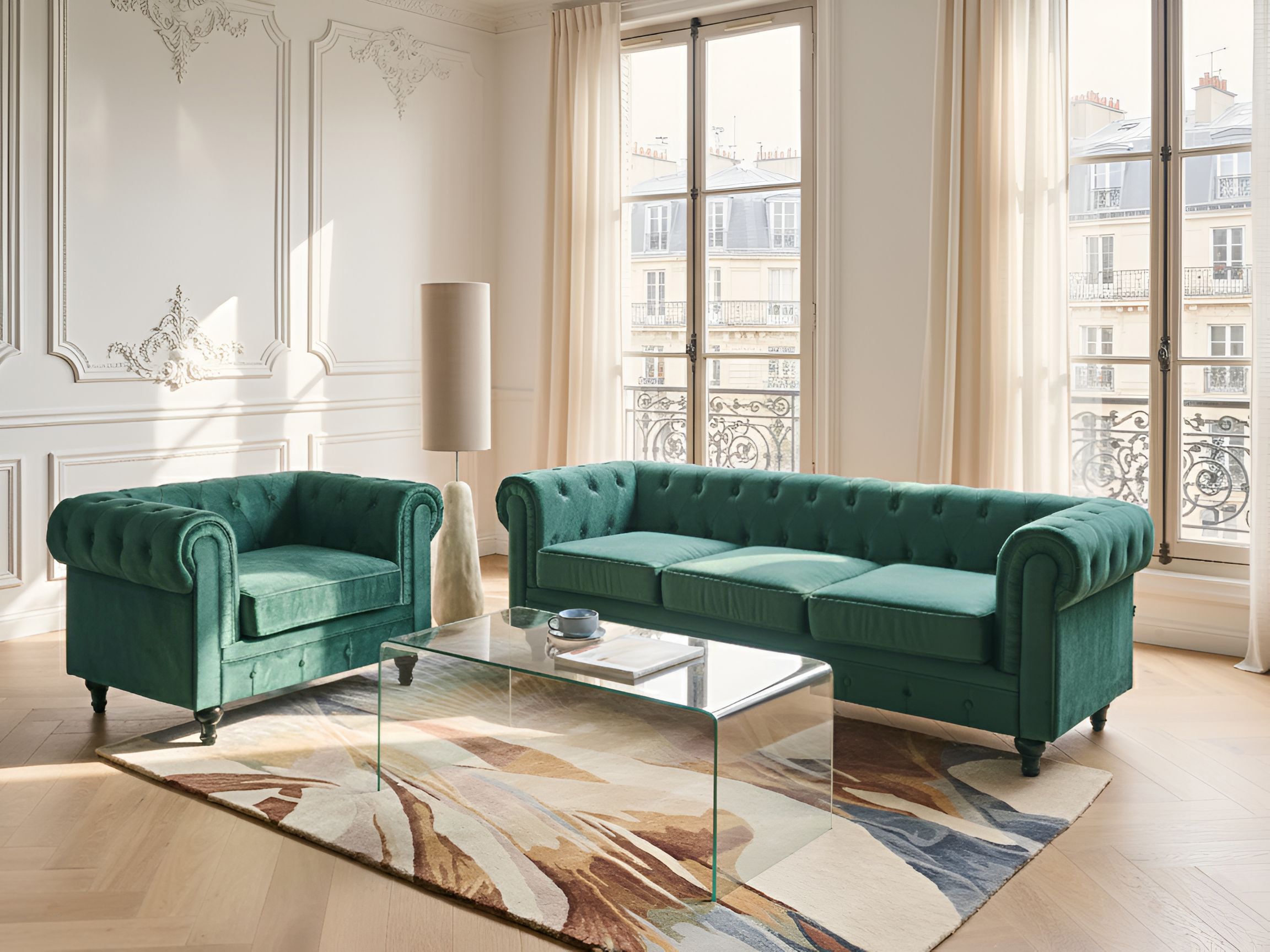 Fauteuil CHESTERFIELD Fluweel Smaragdgroen