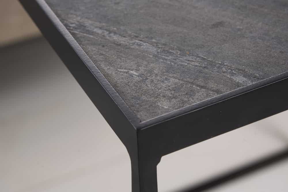 Industrial 2er-Set Couchtische FIRE & EARTH 45cm Mangoholz massiv Schiefer Metall schwarz