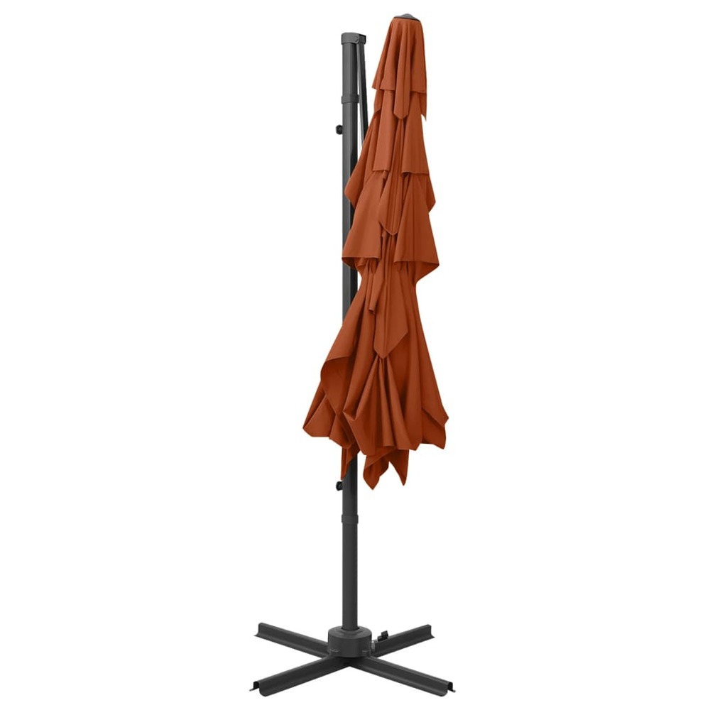 Parasol à 4 niveaux avec mât en aluminium 250 x 250 cm orange