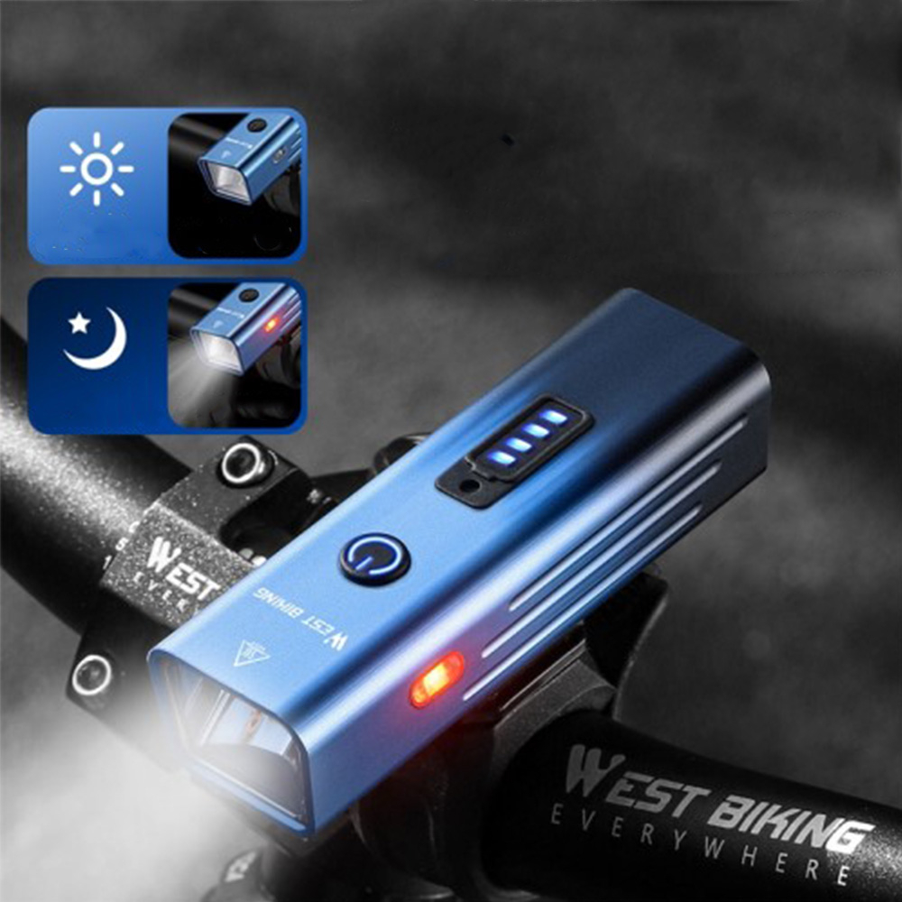 1800mAh Wiederaufladbares Aluminium USB Fahrrad Licht Intelligentes Velo COB LED Warnlicht - Rot / Schwarz