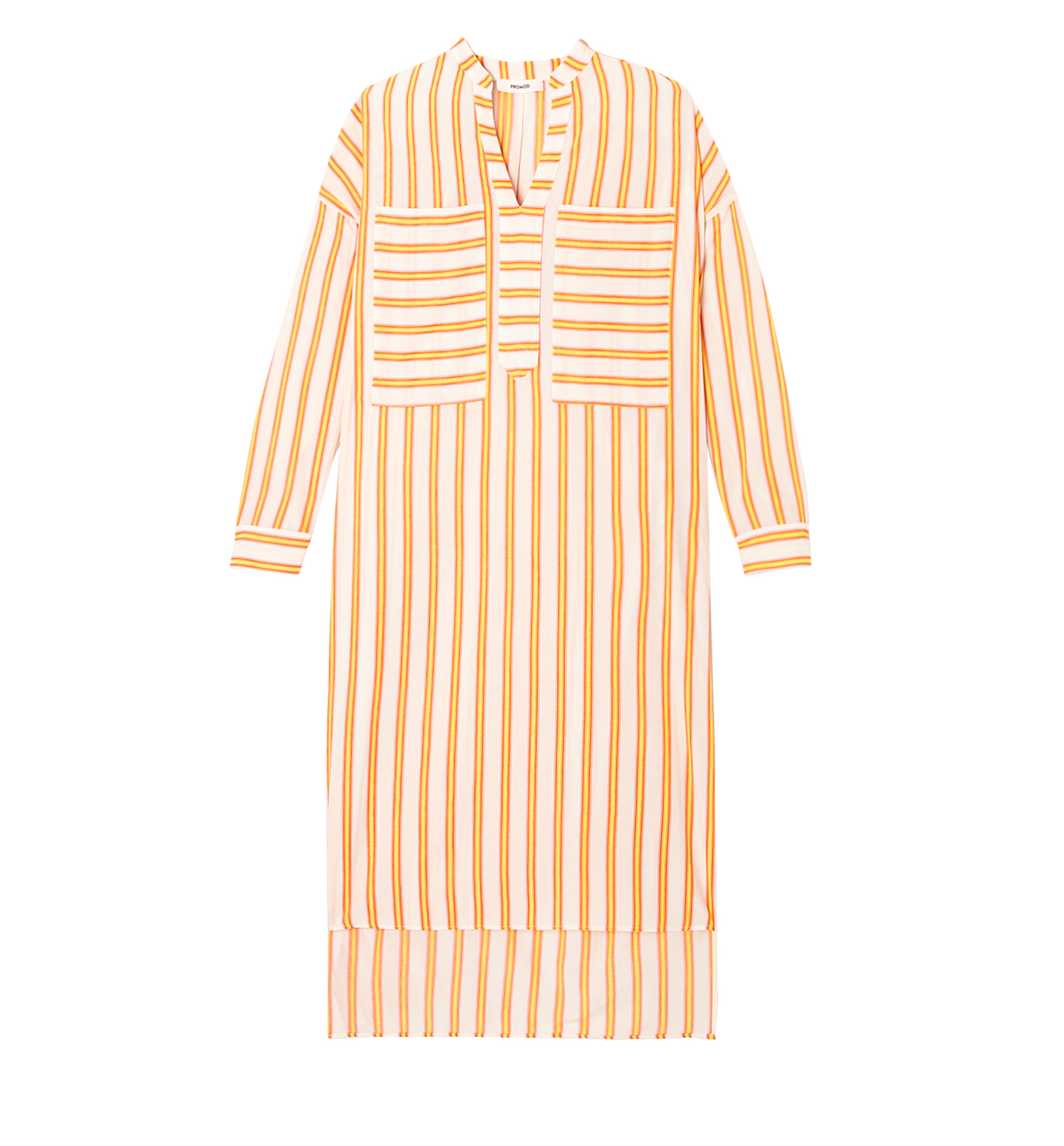 Robe caftan rayée Femme - Jaune moutarde