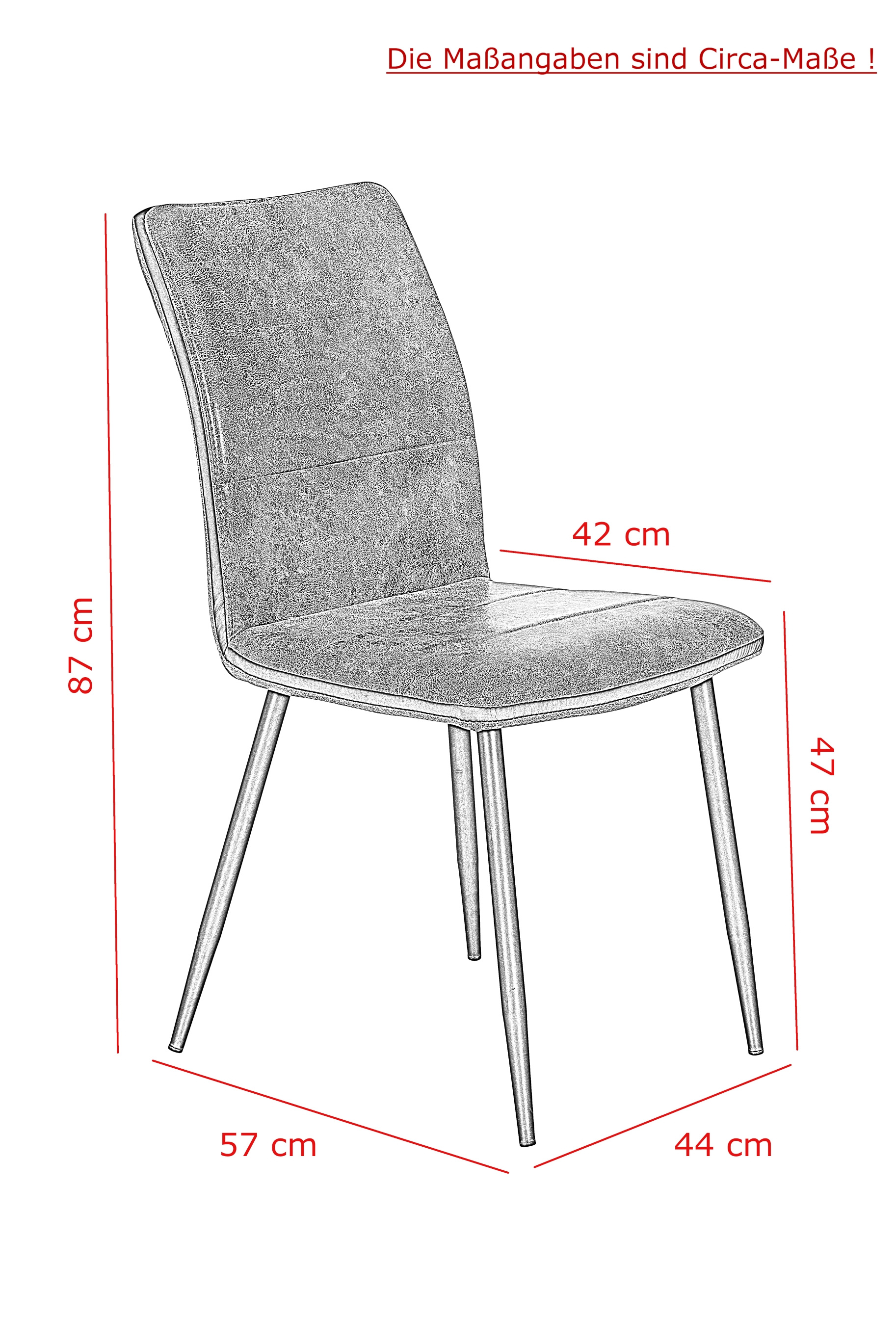 Polsterstuhl CAROLINE 2er Set anthrazit