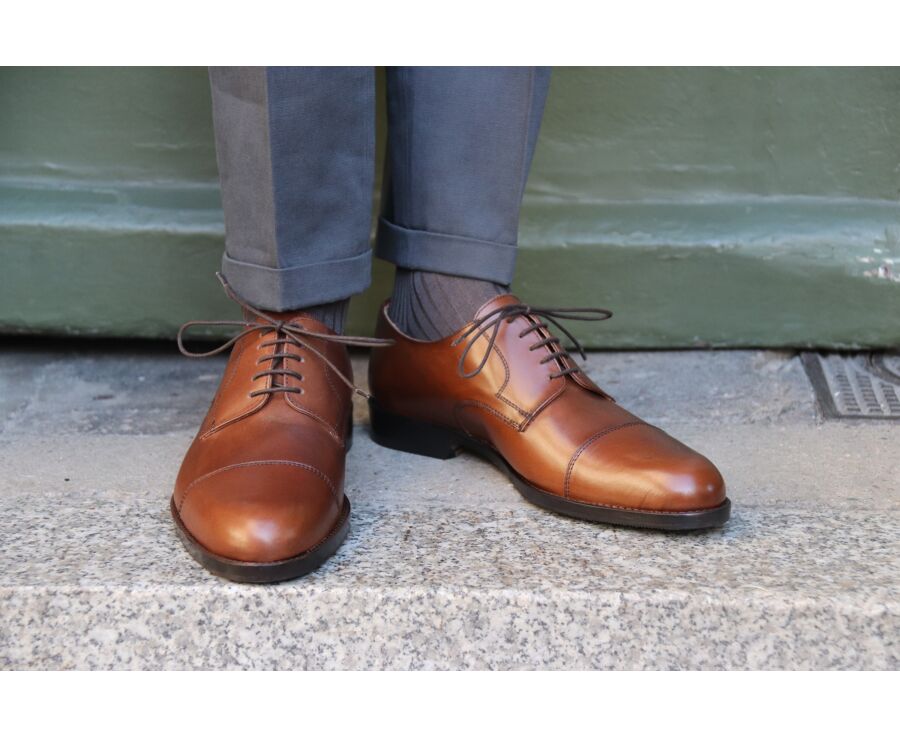 Derbies homme Châtaigne semelle cuir avec patin - MAYFAIR CLASSIC PATIN