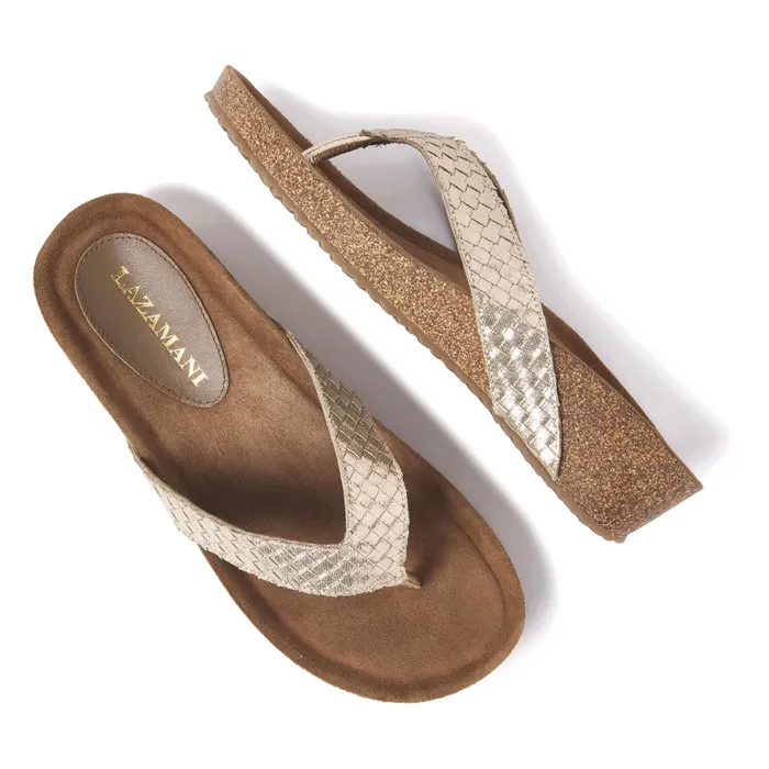 Lazamani Weave Wedge Teenslippers Dames