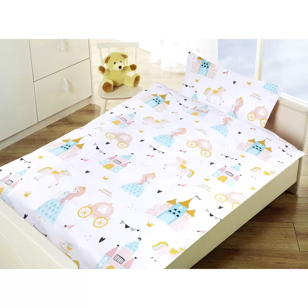 Baby Bettwäsche-Set Prinzessin bunt,weiss