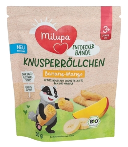 Milupa Bio Knusperröllchen Banane Mango 3+, 30 g