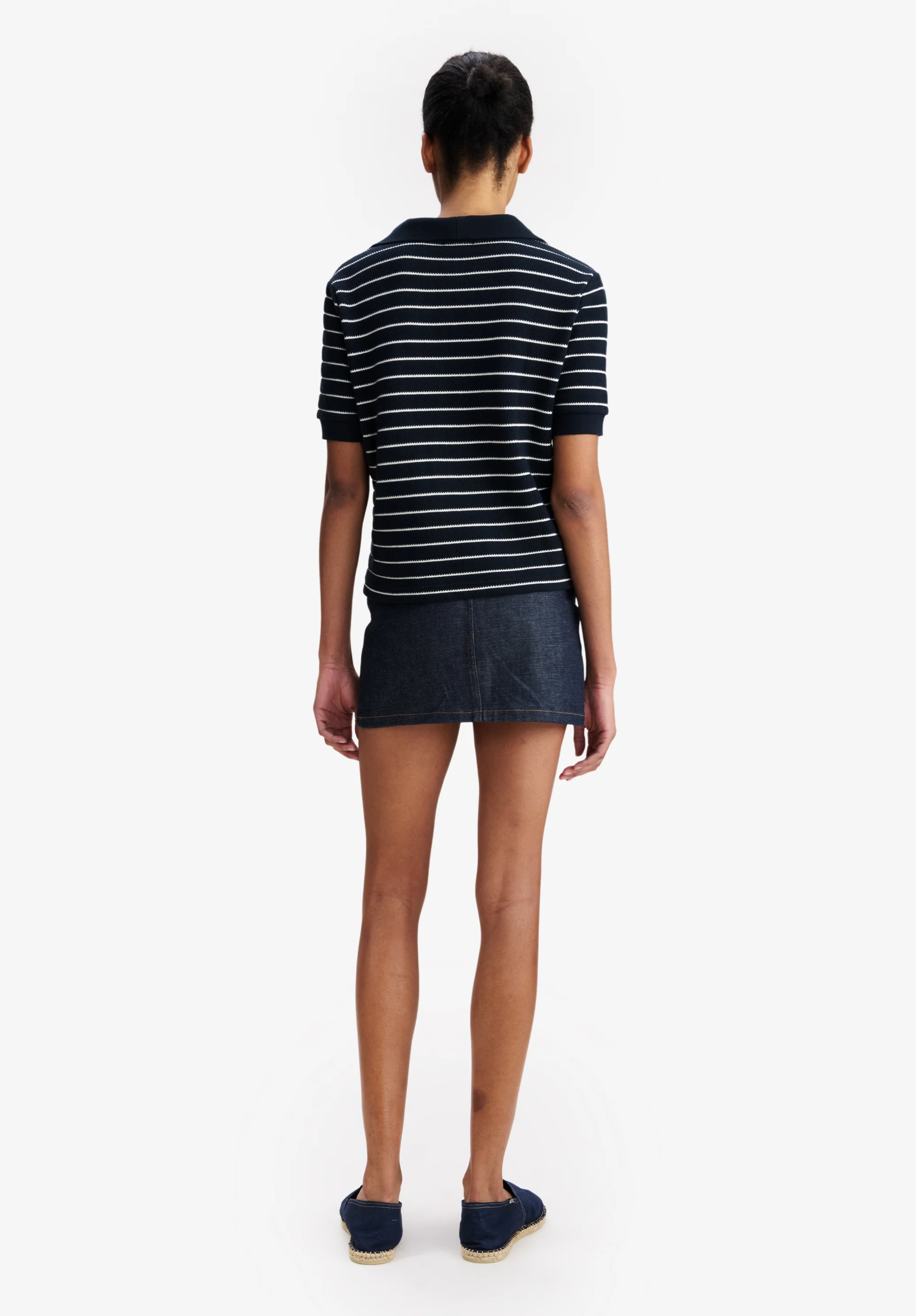 Polo Crop Livia - Dark navy/ecru