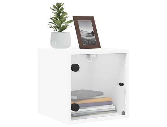 VIDAXL - Table de chevet avec porte en verre blanc 35x37x35 cm
