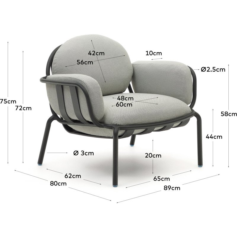 Fauteuil de jardin Joncols en aluminium finition peinture grise