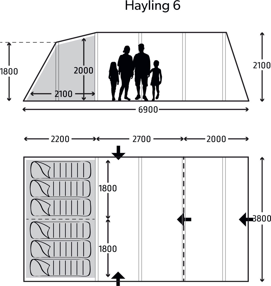 Kampa Hayling 6 Tunnelzelt