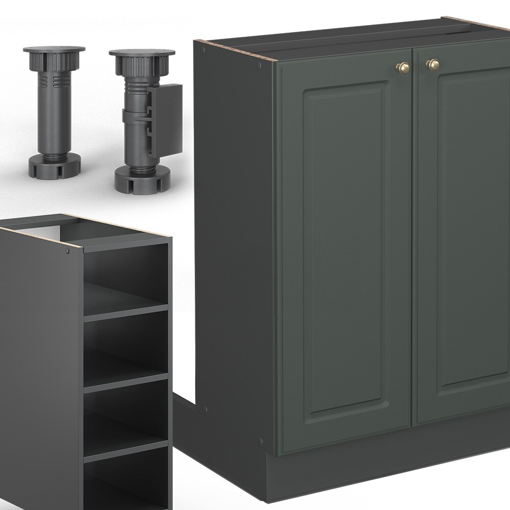 Vicco Kücheninsel Küchenblock Einbauküche Fame-Line Landhaus Anthrazit Grün 90 cm Gold Küchen Schränke Regalunterschrank Küchenunterschrank Regalinselunterschrank Softclose-Scharnier Küchenmöbel
