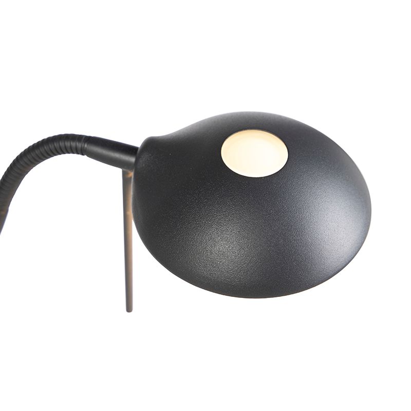 Vloerlamp zwart met leeslamp incl. LED en dimmer - Diva 2