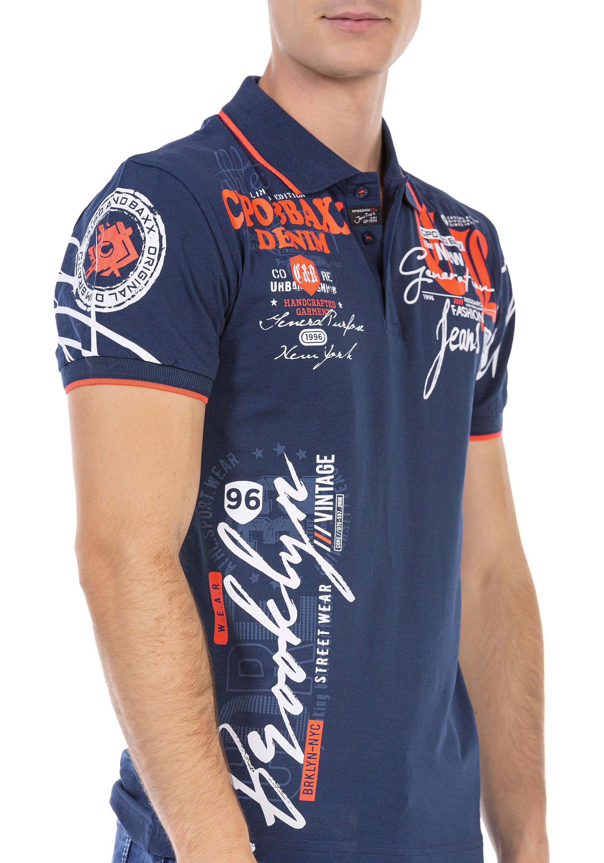 Cipo & Baxx Poloshirt , mit markantem Print