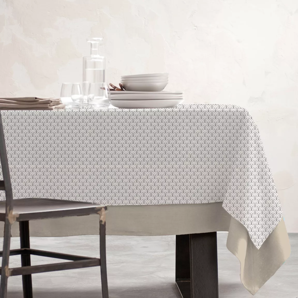 Nappe rectangulaire coton enduit (150 x 250 cm) Clara Grise