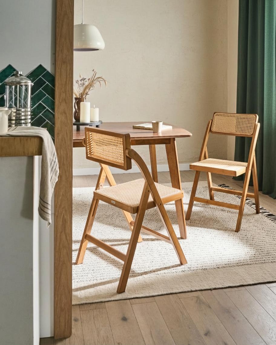Set van 2 eetkamerstoelen inklapbaar MODANE Bamboehout Bruin
