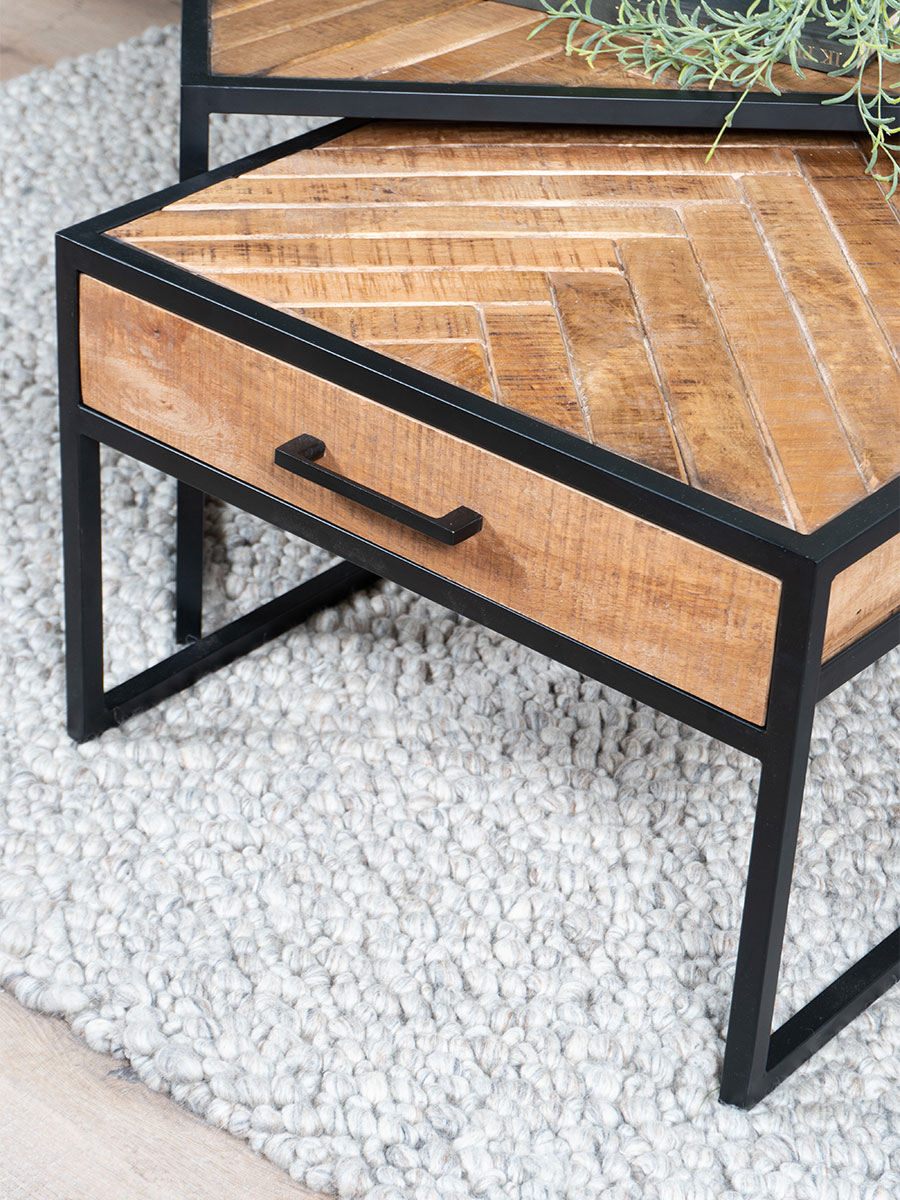 Salontafel Ruby visgraat mangohout – set van 2