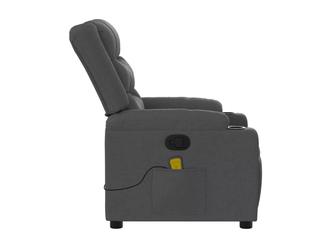 Fauteuil massant inclinable Gris foncé Tissu