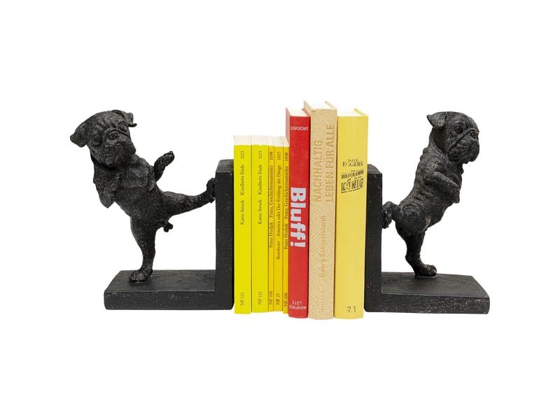 Kare Buchstütze Dancing Dogs 2er Set, Schwarz Buchstützen für das Bücherregal