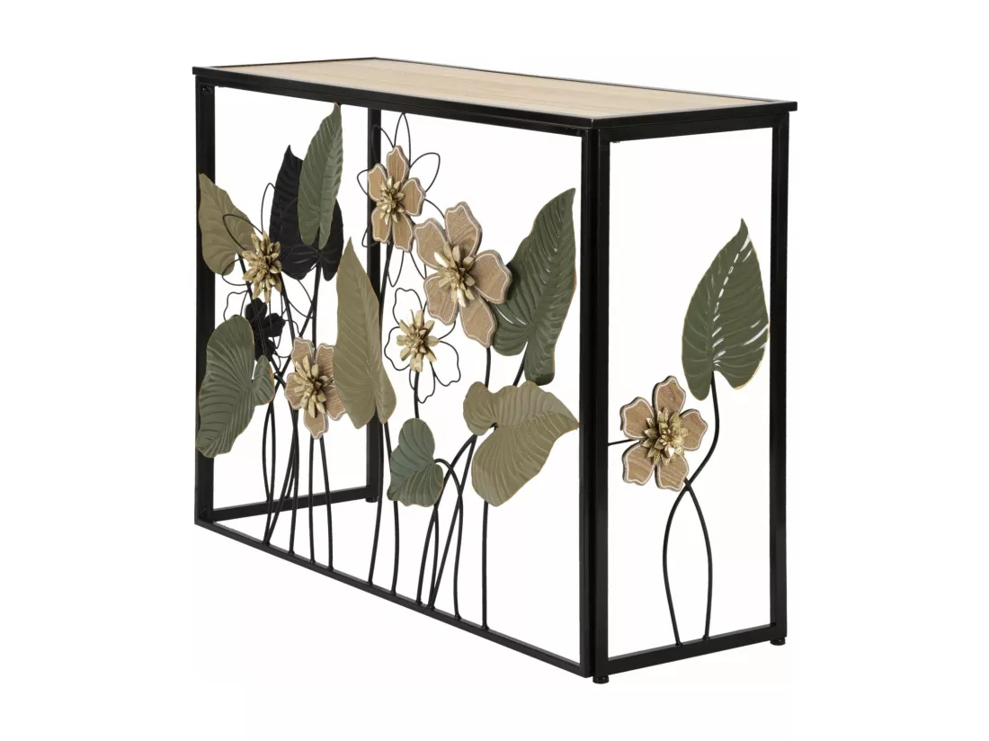 Console en métal et bois multicolore 108x36,8x80 cm