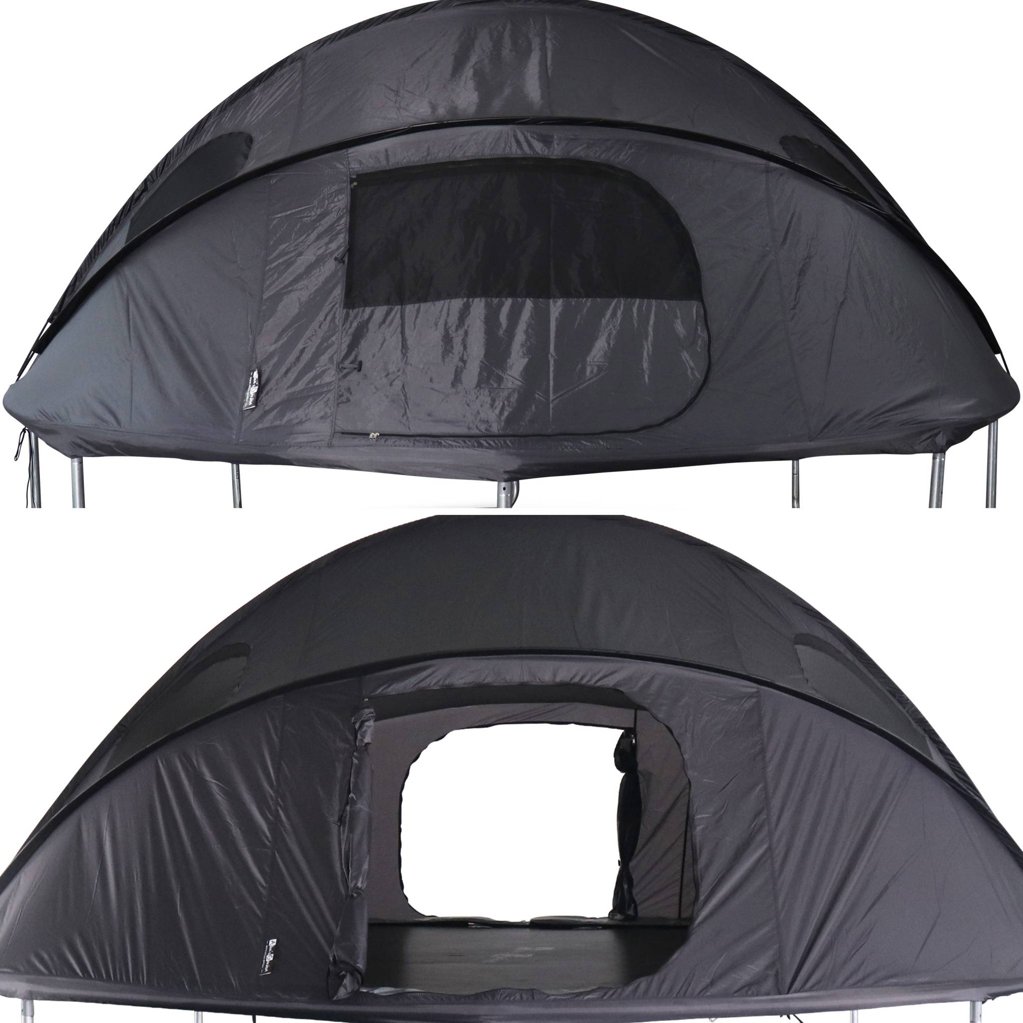 Trampoline 430cm bleu avec pack d'accessoires + tente de camping avec sac de transport