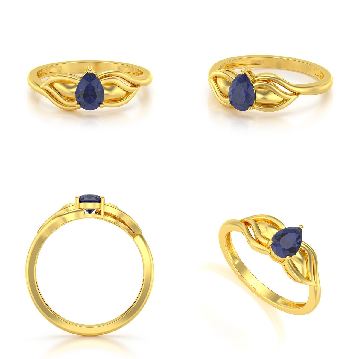 Bague ADEN Solitaire Or 585 Jaune Saphir 1.92grs
