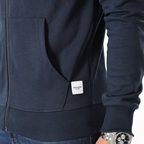 Sweat Zippé Capuche Basic Sweat Bleu Marine
