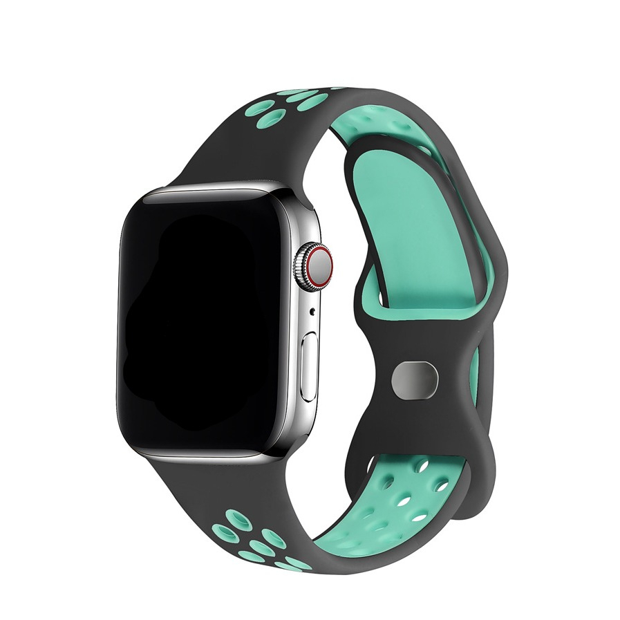 Apple Watch (49/46/45/44 mm) Silikon Sport Armband Dual Color (Gelenkumfang: 170-210mm) - Grau / Türkis