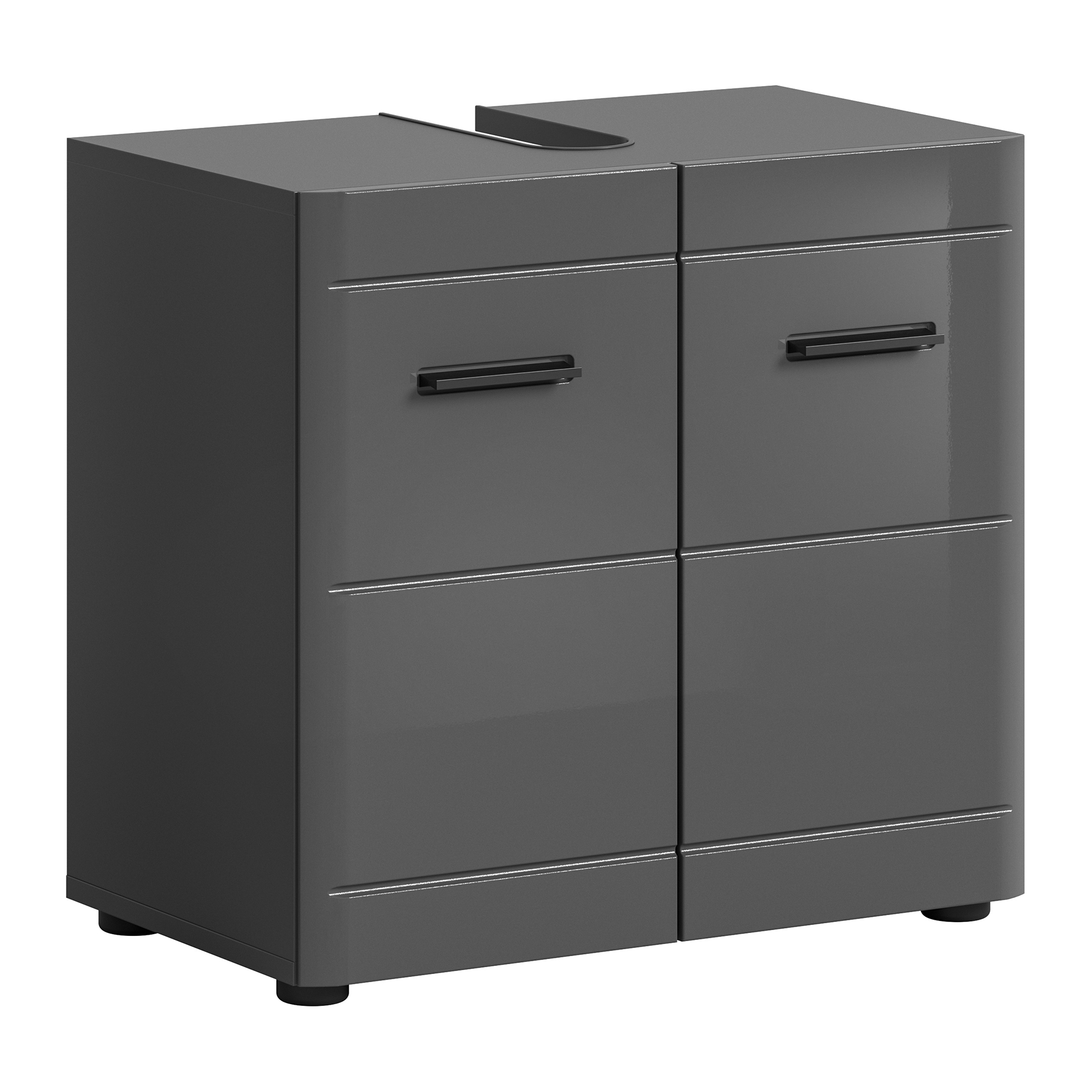 Waschbeckenunterschrank SOFT - grau Hochglanz - 60 cm
