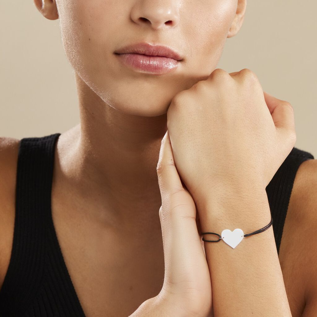 Bracelet Coeur Gravable Or Blanc