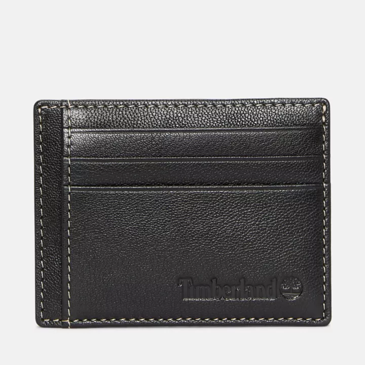Carteira porta-cartões masculina fresada na cor preta.
