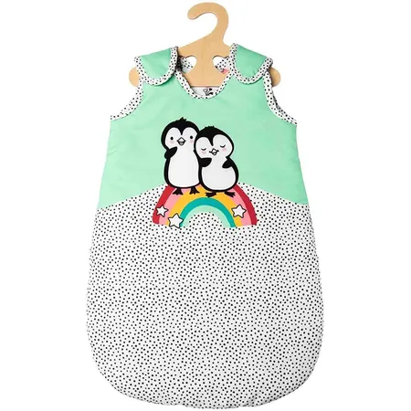 Heless 1194 - Schlafsack für Puppen im Pinguin Pünktchen Design, Größe 28 - 35 cm