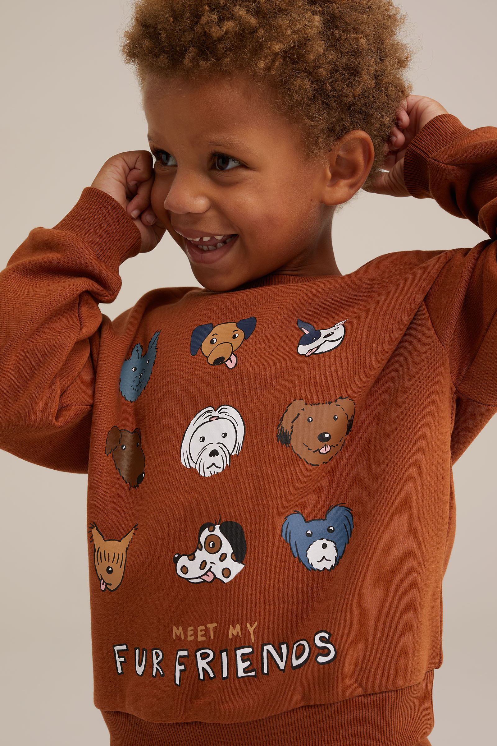 Jongens sweater met opdruk WE Fashion Roestbruin