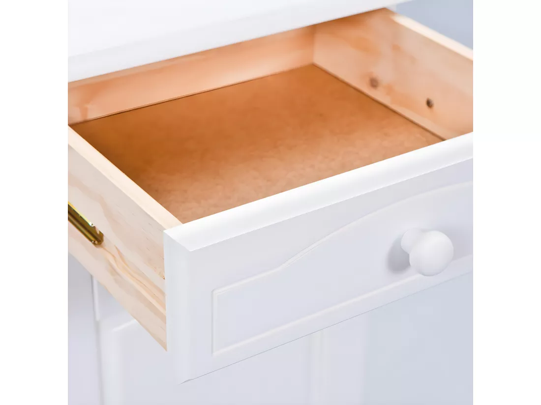 LAURIE - Meuble 2 Portes 2 Tiroirs Bois Massif Vernis Blanc