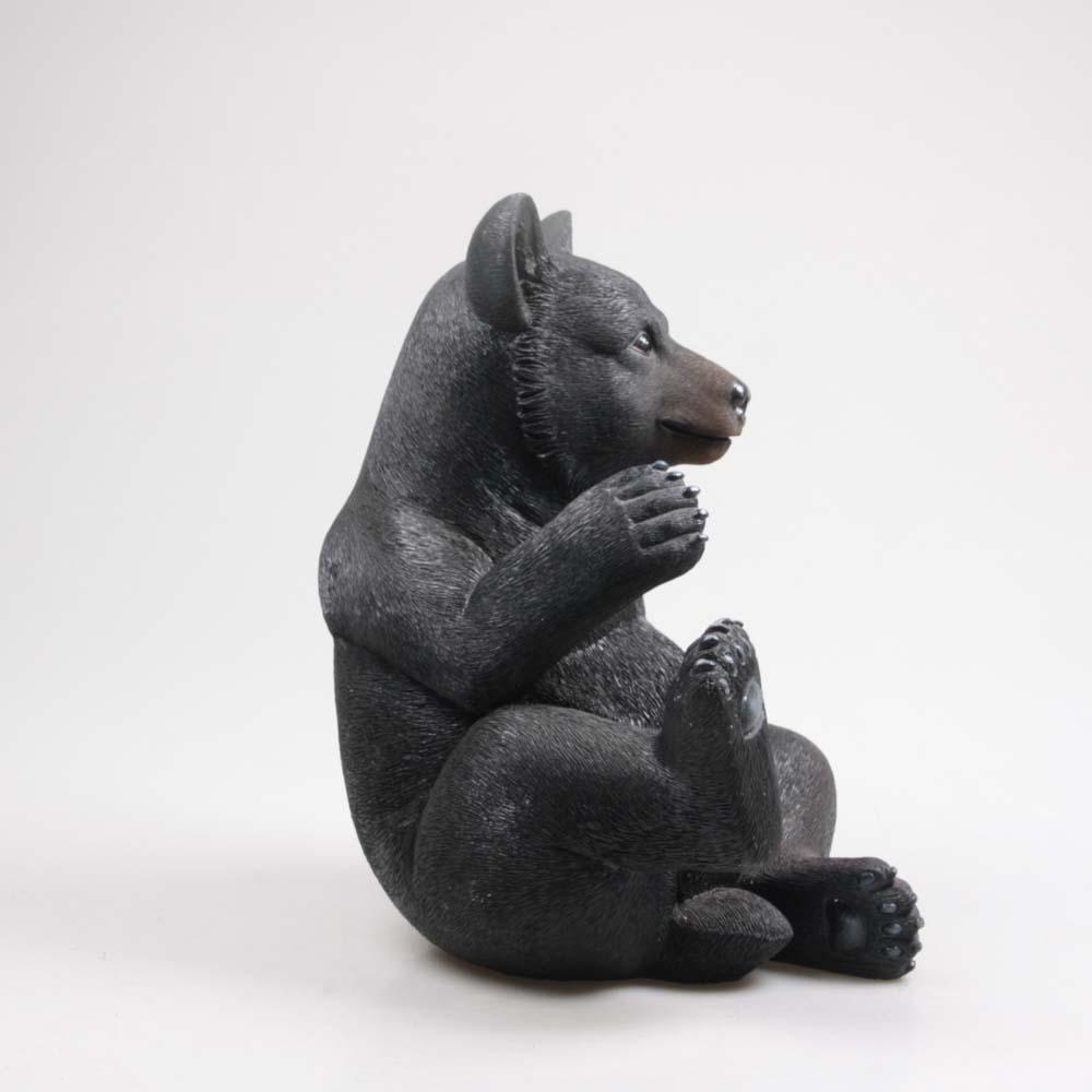 Ours noir en résine 40 cm assis