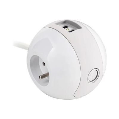 WATT & CO WATTBALL - Multiprise 3 prises - 2 prises 16A + 1 prise 6A + 2 USB - blanc