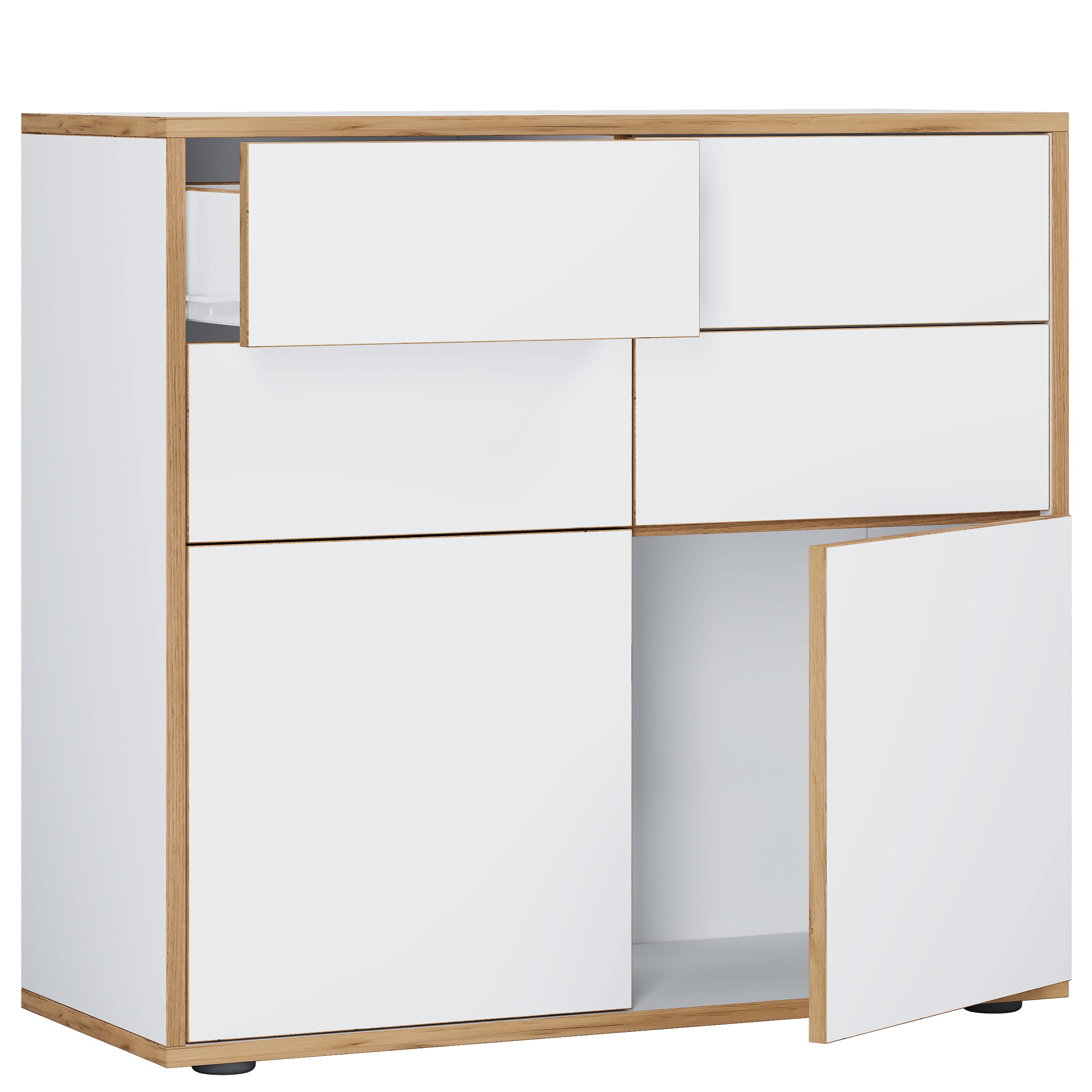 VCM Holz Kommode Sideboard Highboard Anrichte Schrank Büromöbel Salia Breite 100 cm Schublade Drehtüren
