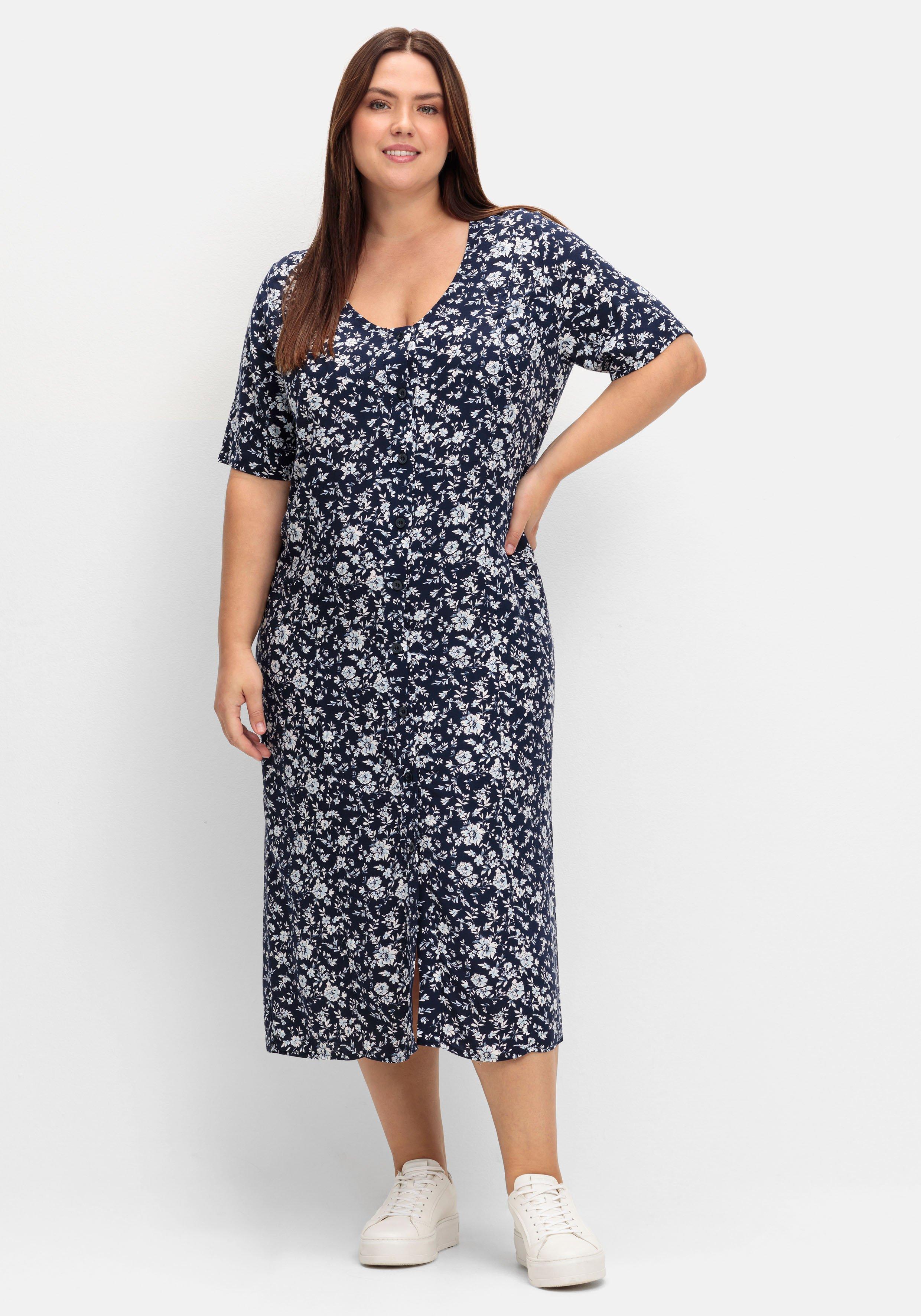 Midikleid mit Blümchenmuster und Knopfleiste