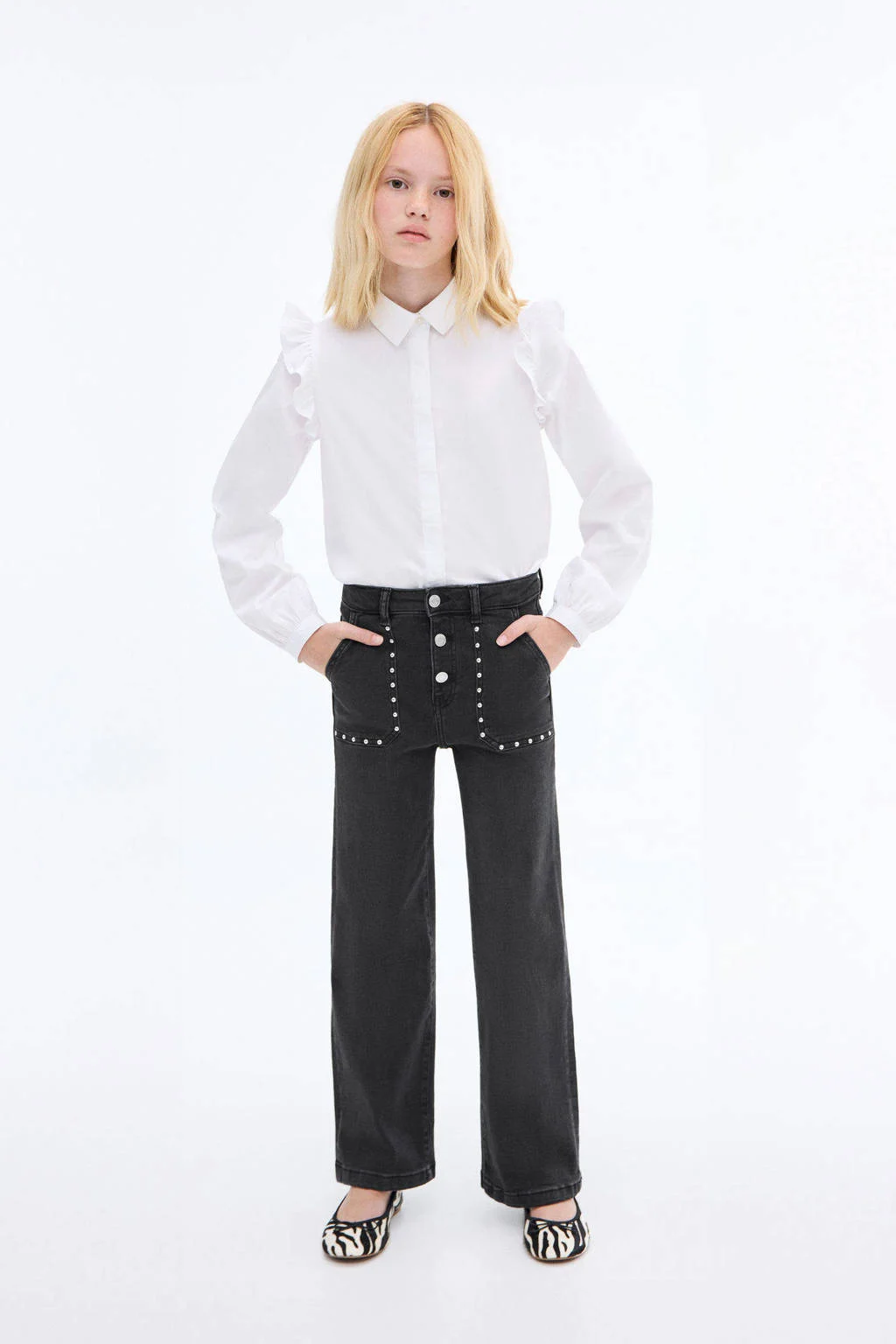 Mango Kids straight leg jeans antraciet