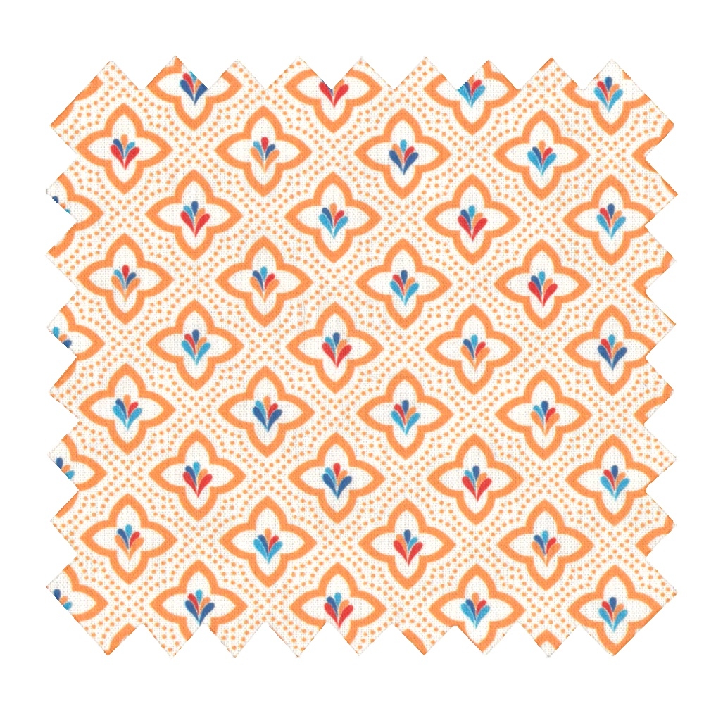 Tissu Coton Au Mètre Ex2353 Géomethnique Orange