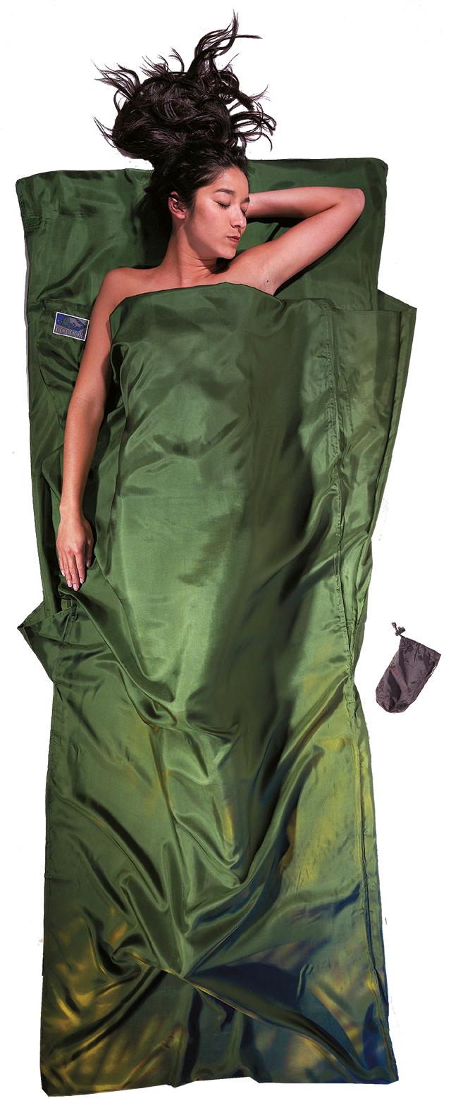 CocoonLeicht-Reiseschlafsack Rechteck Seide dark olive green