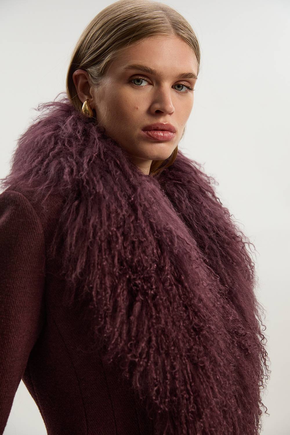 KarenMillen Manteau Midi en Laine à Double Boutonnage avec Col Amovible Ajusté