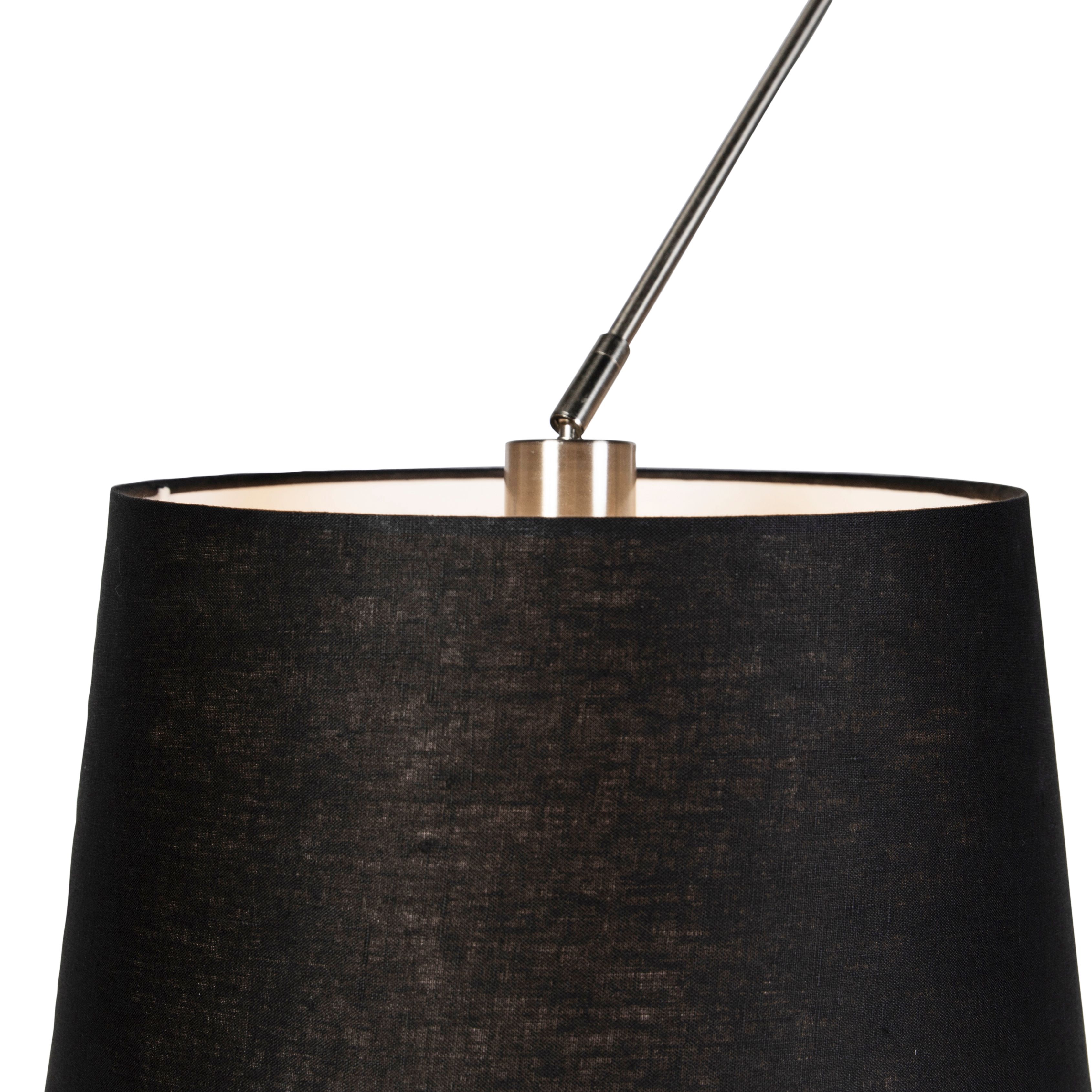 Hanglamp staal met linnen kappen zwart 35 cm 2-licht - Blitz