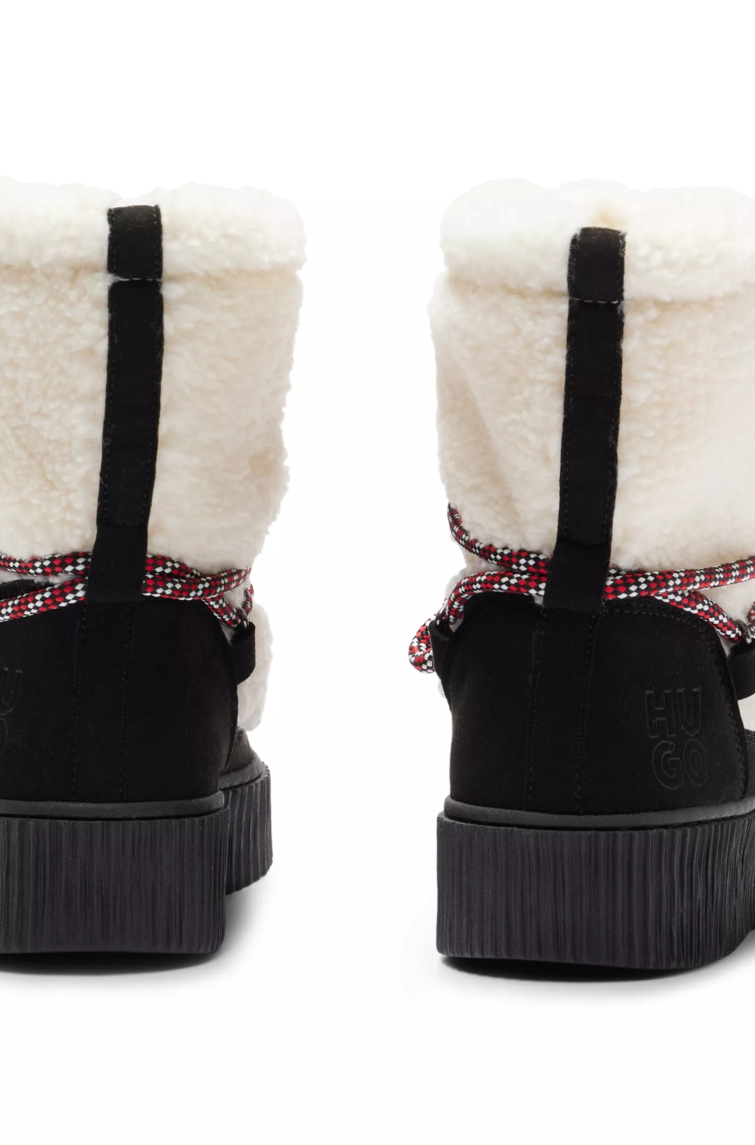 Botas de inverno HUGO Red-Teddy com detalhes de cadarço
