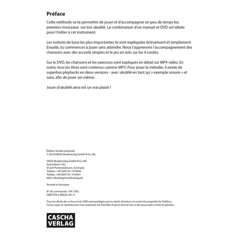 Cascha HH 1303 FR Ukulélé - Apprendre rapidement et facilement