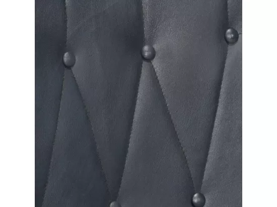 Chaise à oreilles avec repose-pied Gris Cuir véritable