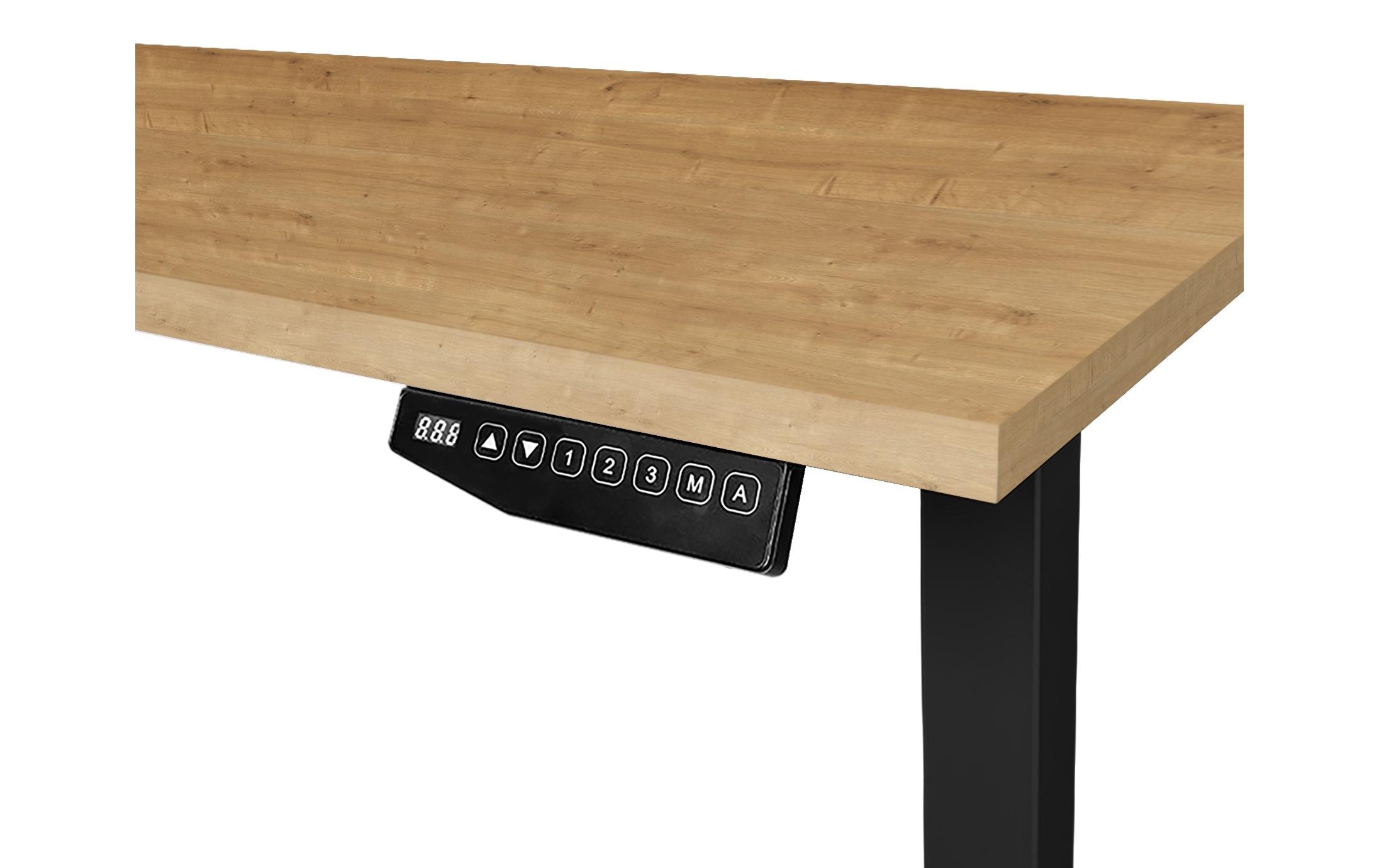 Stehtisch 1.6 x 0.8 m, Eiche / Schwarz<br>Elektrisch höhenverstellbarer Tisch