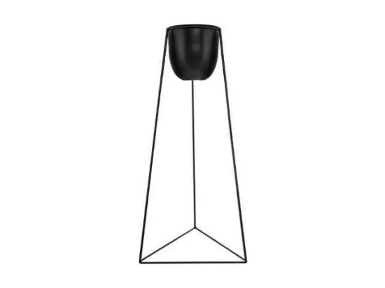 Lot de 2 pots noirs avec supports en métal de tailles différentes - Noir