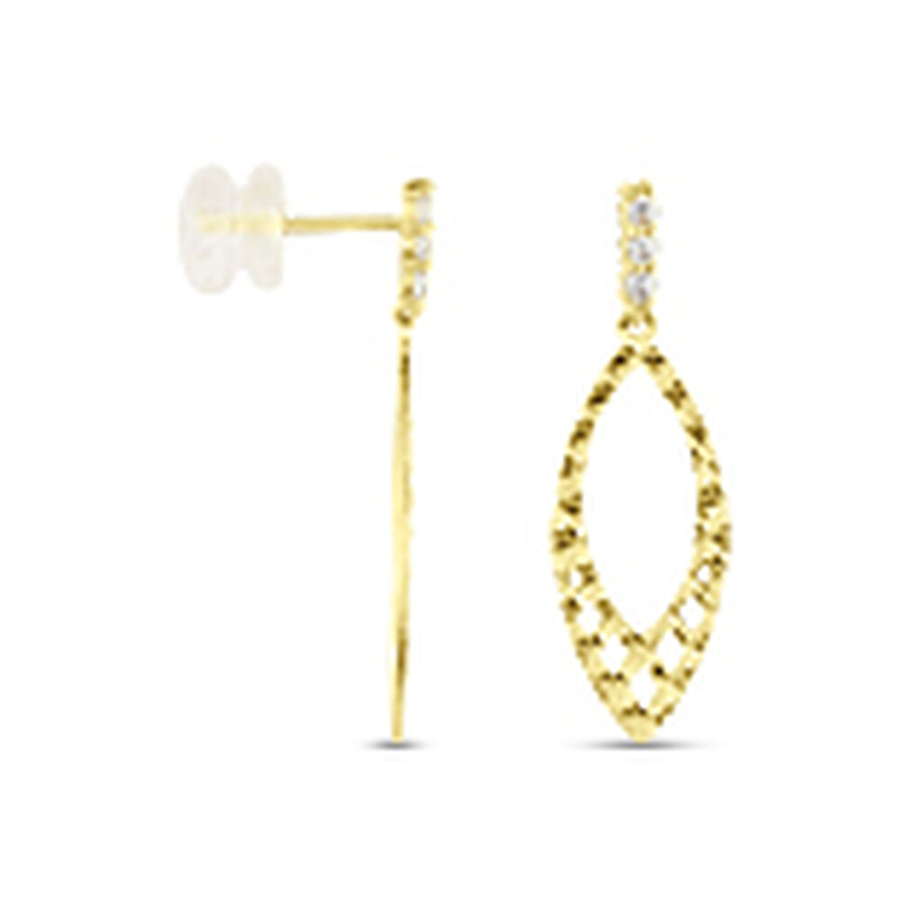 Boucles D'oreilles Pendantes Or Jaune Valeriano Oxydes De Zirconium