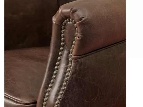 Fauteuil club 100% cuir vieilli ENGUERRAND