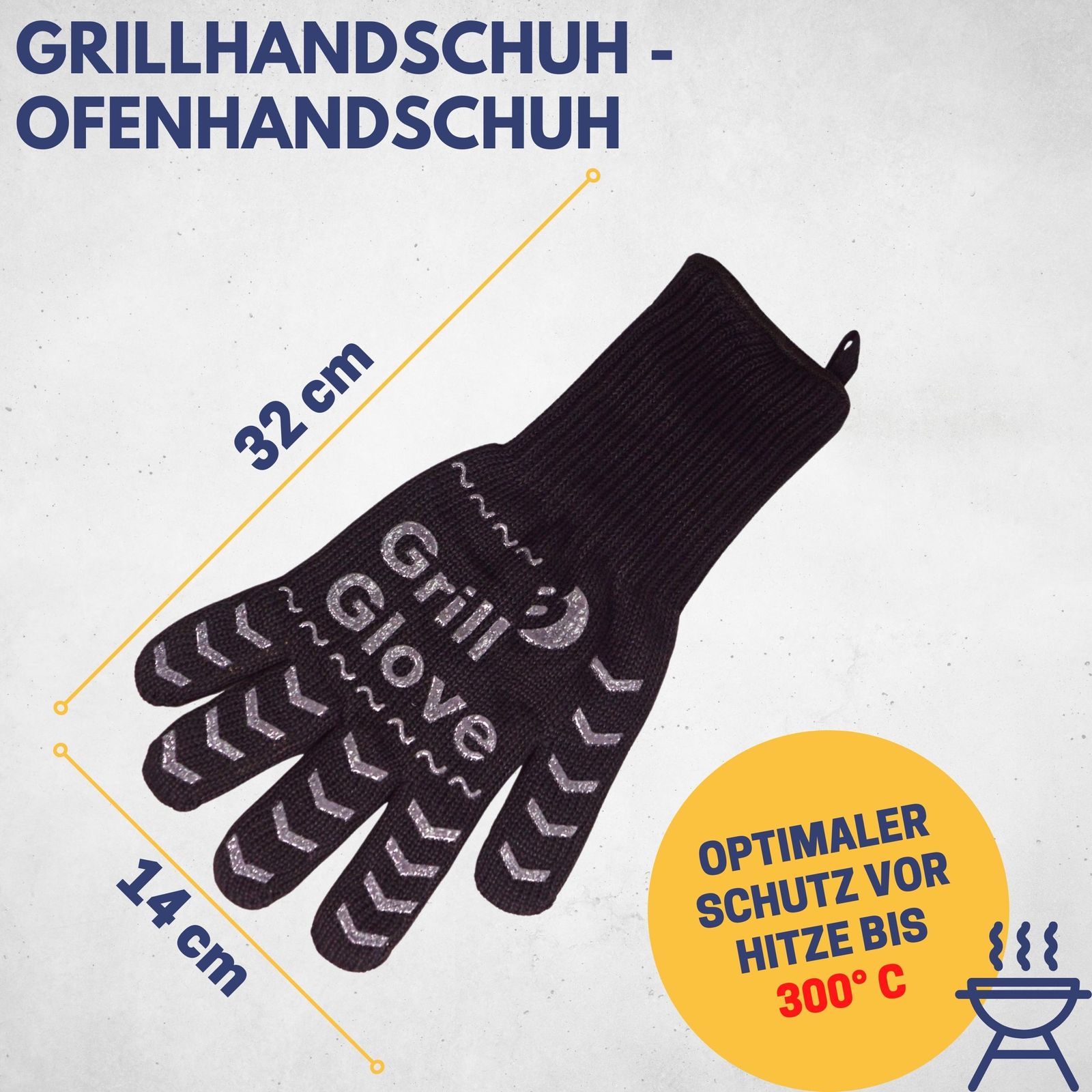 Best Sporting Grillhandschuh 2er Set I Ofenhandschuh OneSize I schwarz I Hitzebeständige Grillhandschuhe bis 500°C I Ofen I Kamin I Ofenhandschuhe I Topfhandschuhe I Kaminhandschuhe